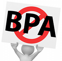 Illustration of person holding up No BPA sign 