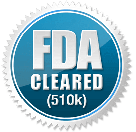 FDA 510k cleared badge silver and blue