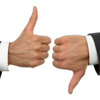 Thumbs up thumbs down customer review