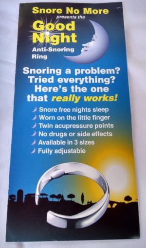 Good night snore ring pamphlet 