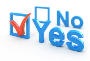 Words Yes and No with check boxes. Yes is checked. 